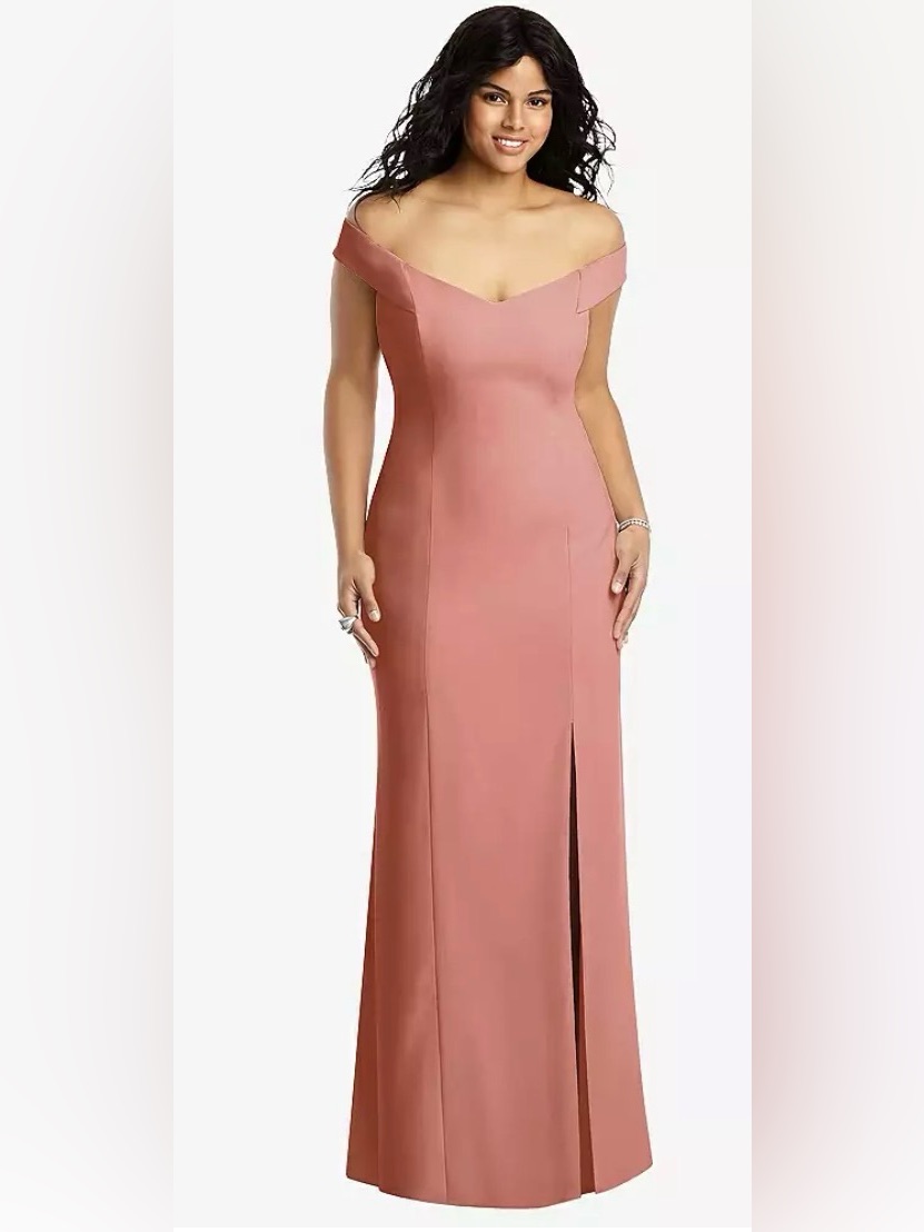 Dessy Collection One-Shoulder Rose Pink Gown